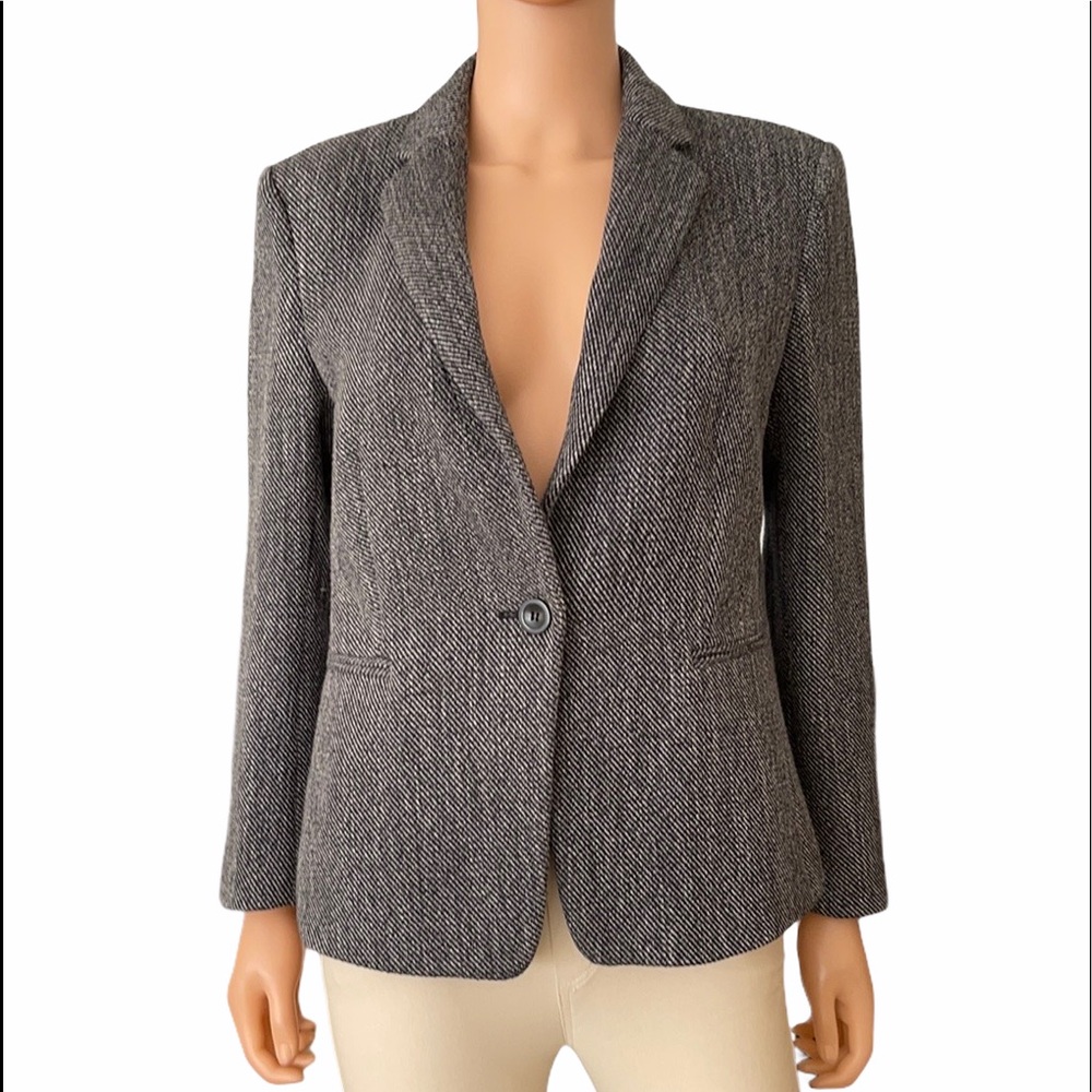 NWOT Ann Taylor black white woven blazer jacket